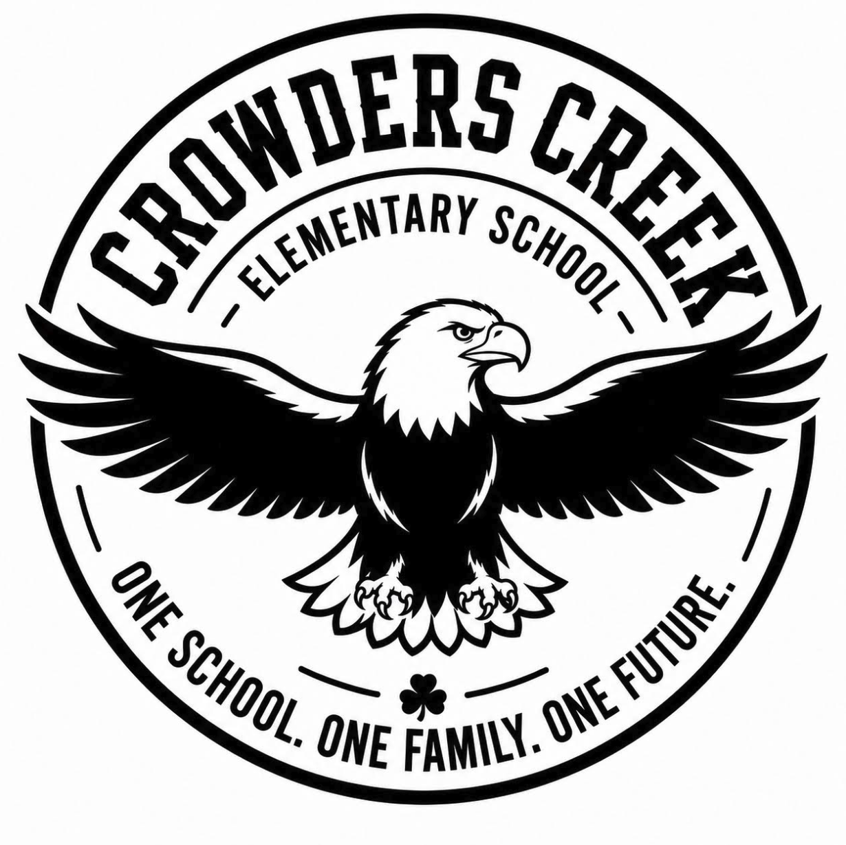 Winning student shirt logo — Crowders Creek Elementary: One School. One Family. One Future.